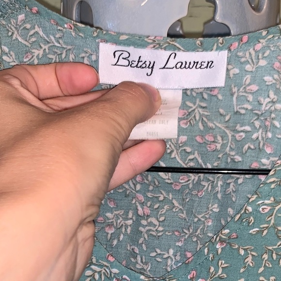 Betsy Lauren Cottagecore Green Floral Romantic Flutter Sleeve Midi Dress S - Picture 5 of 7